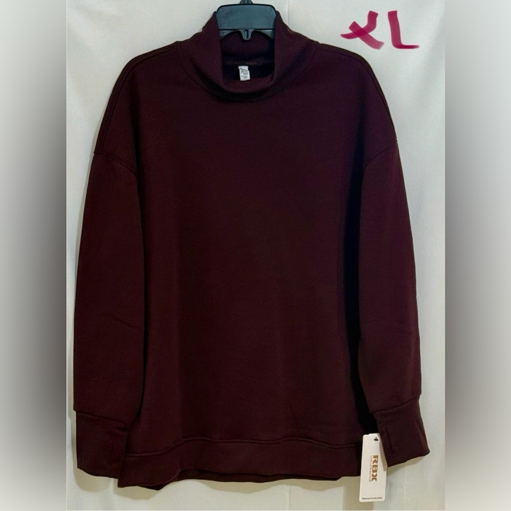 RBX Brown Turtleneck Sweater Thick Knit With Thumb holes